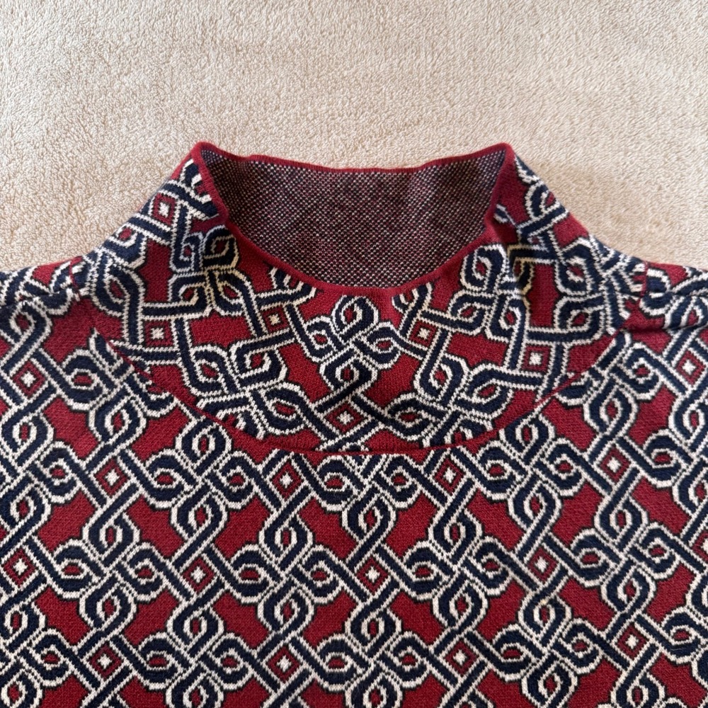 Maeve Anthropologie Geometric Mock Neck Jacquard Preppy Dark Academia Sz M - Picture 3 of 9